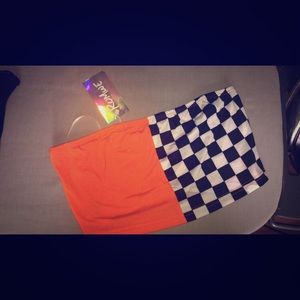Colorblock Checkered Tube Top